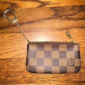 LOUIS VUITTON Key Pouch Damier Ebene Leather Wallet